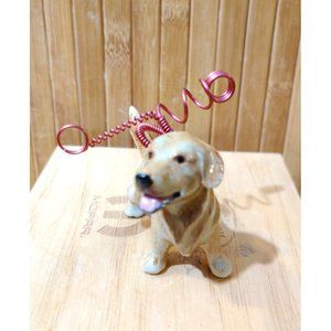 Blue Witch Pottery Ceramic Golden Retriever Dog Place Card / Memo / Photo Holder